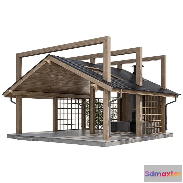 1551821 - Large gazebo with barbecue 3D Max