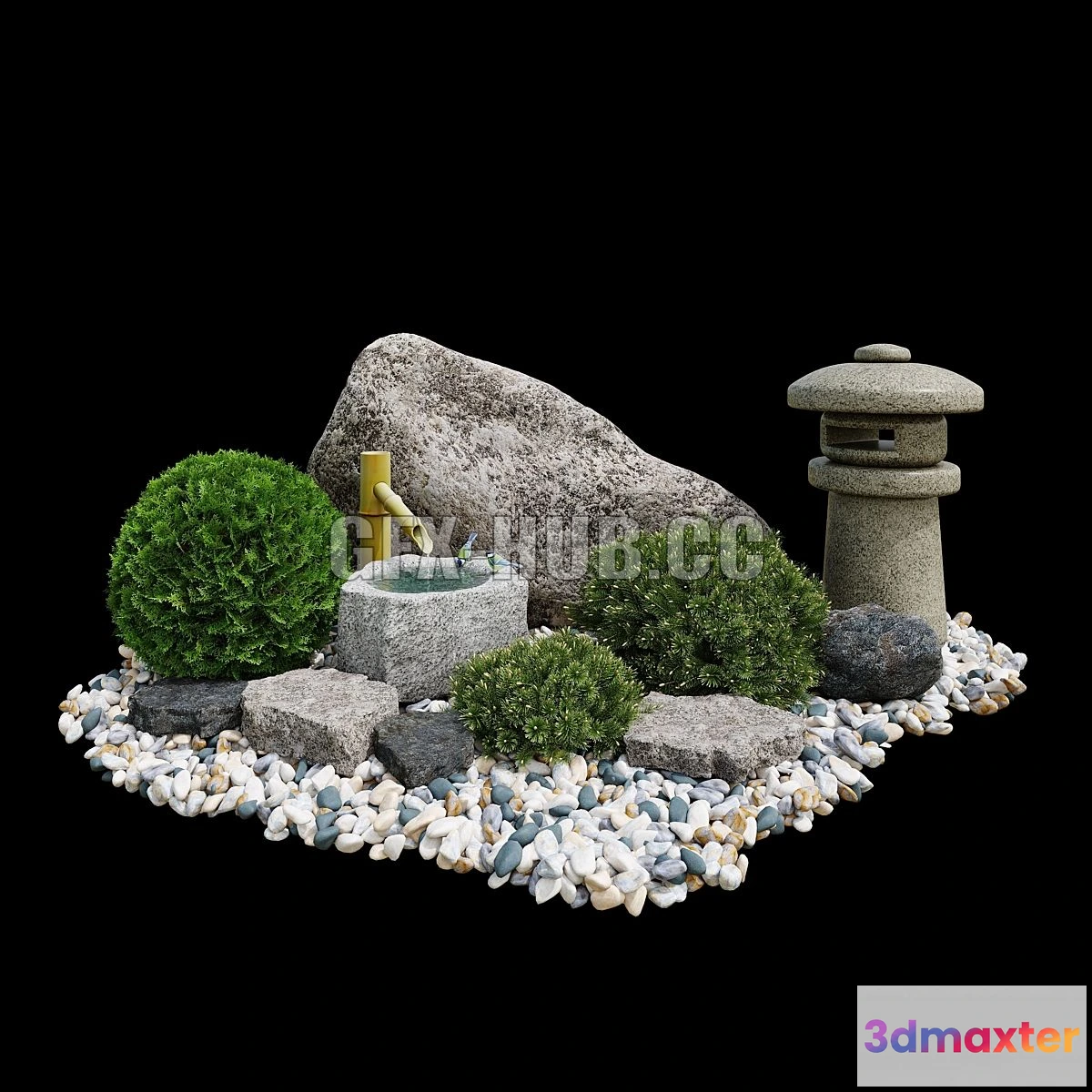 1557767 - Rock garden. Tsukubai 3D Max
