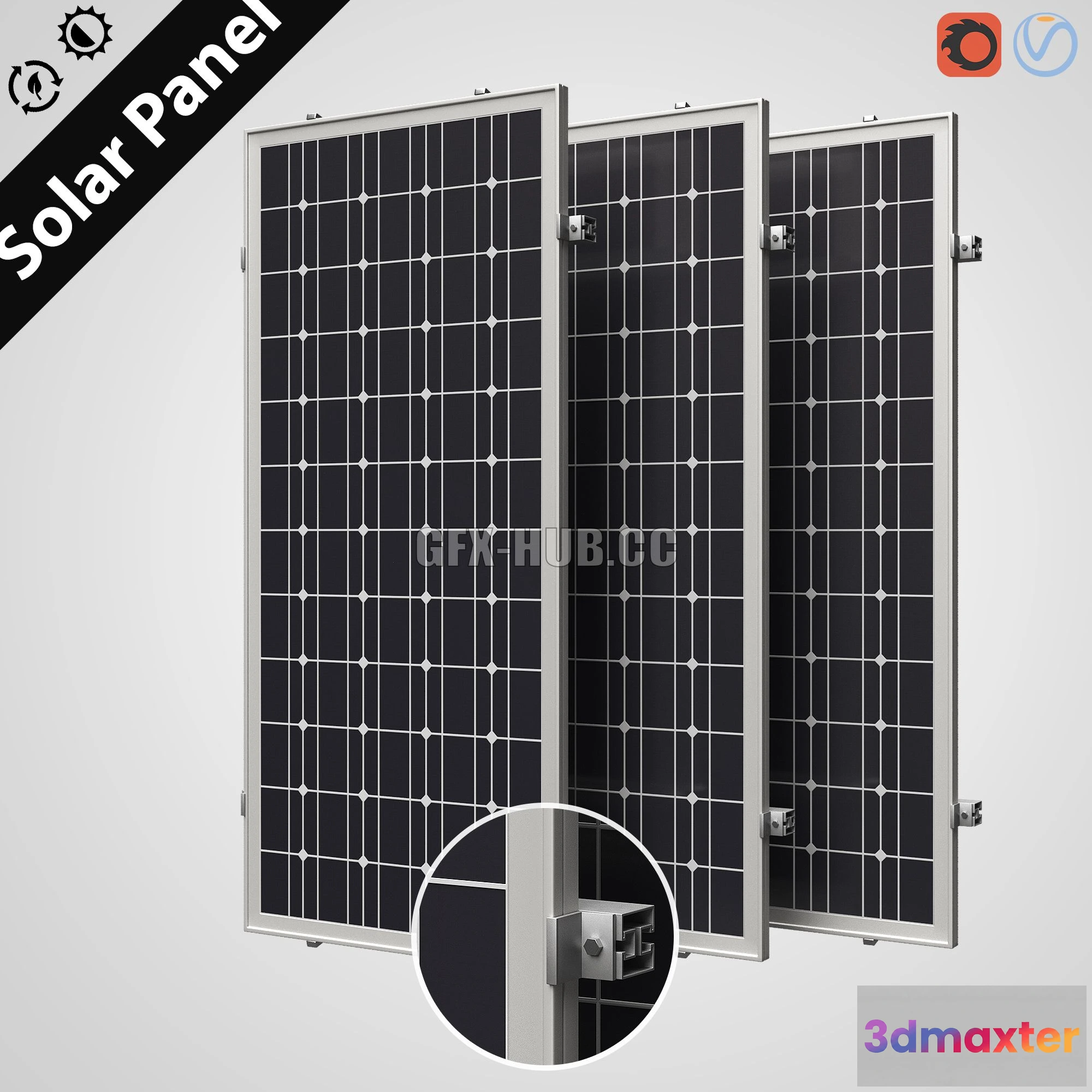 1557801 - Solar panel 3D Max