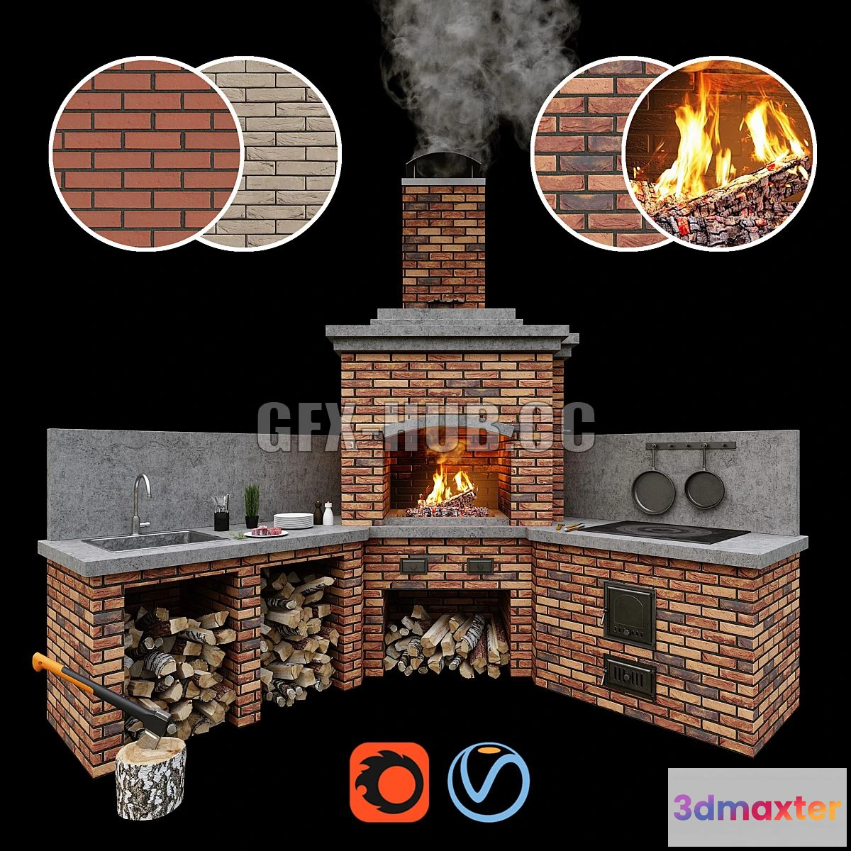 1560964 - Barbecue oven 2 Brick BBQ 2 3D Max