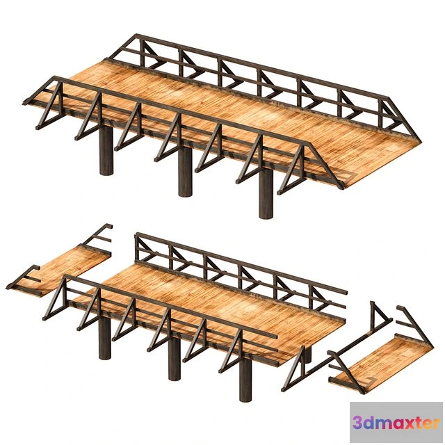 1566836 - Wooden bridge over the river. Constructor 3D Max