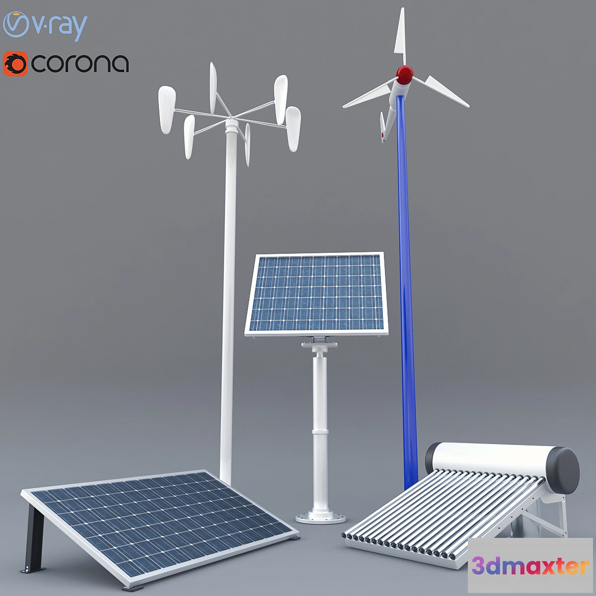541263 - solar panel solar heater and wind turbine