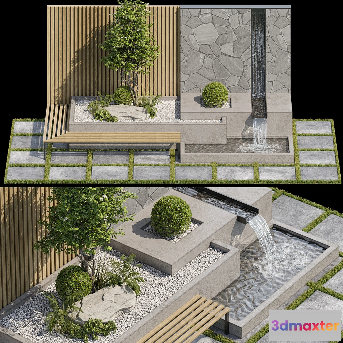 590128 - Landscape Furniture with Fountain - Architect Element 07