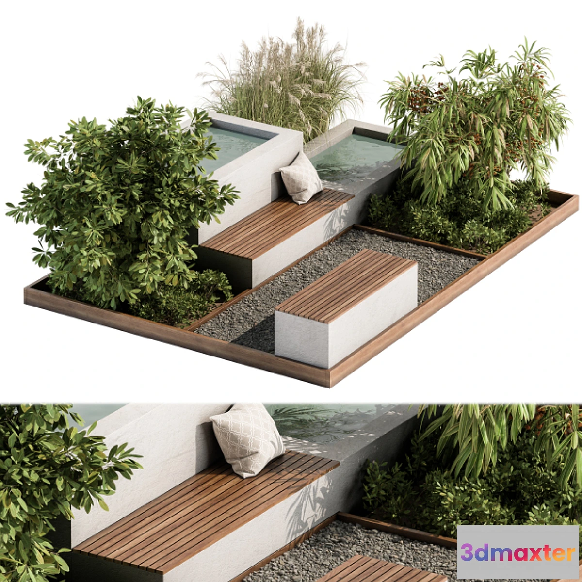 618023 - Backyard and Landscape Furniture Bench and Pound - Set 26