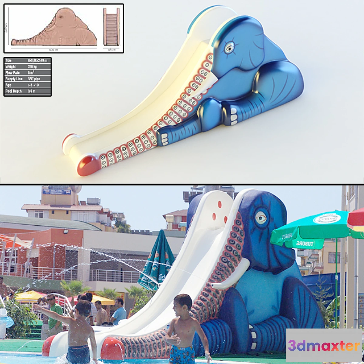 634733 - Children waterslide Elephant Slide.