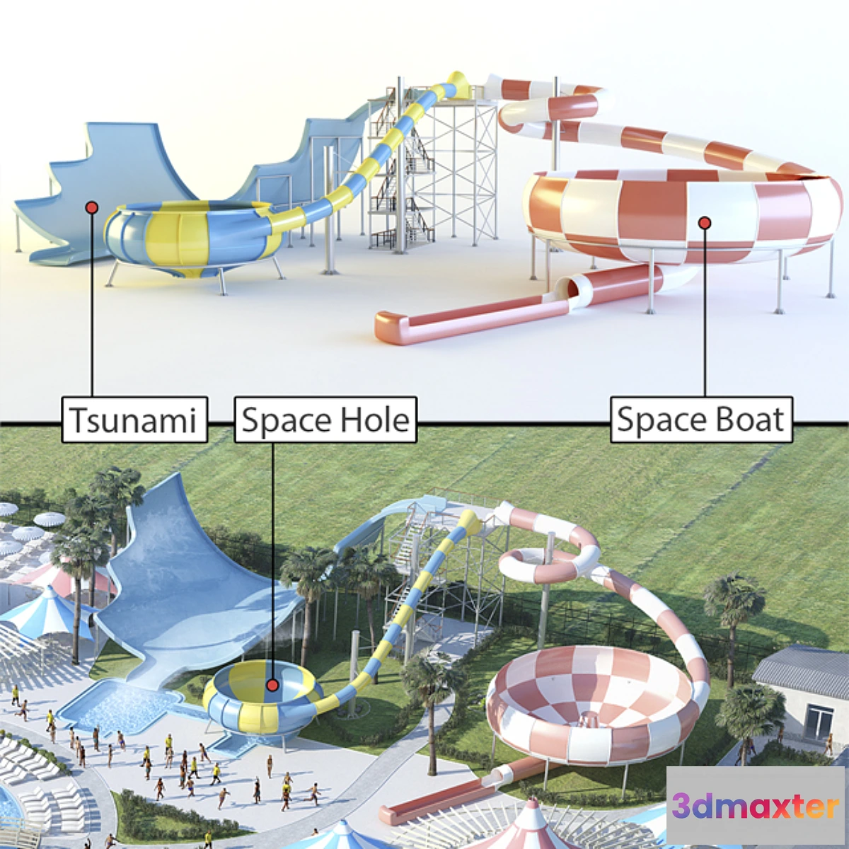 634737 - Waterslides Tsunami Space Hole Space Boat.