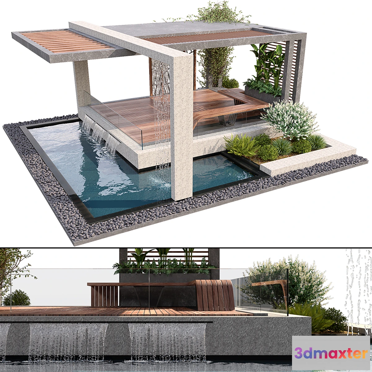777435 - Pergola With Water & Plants