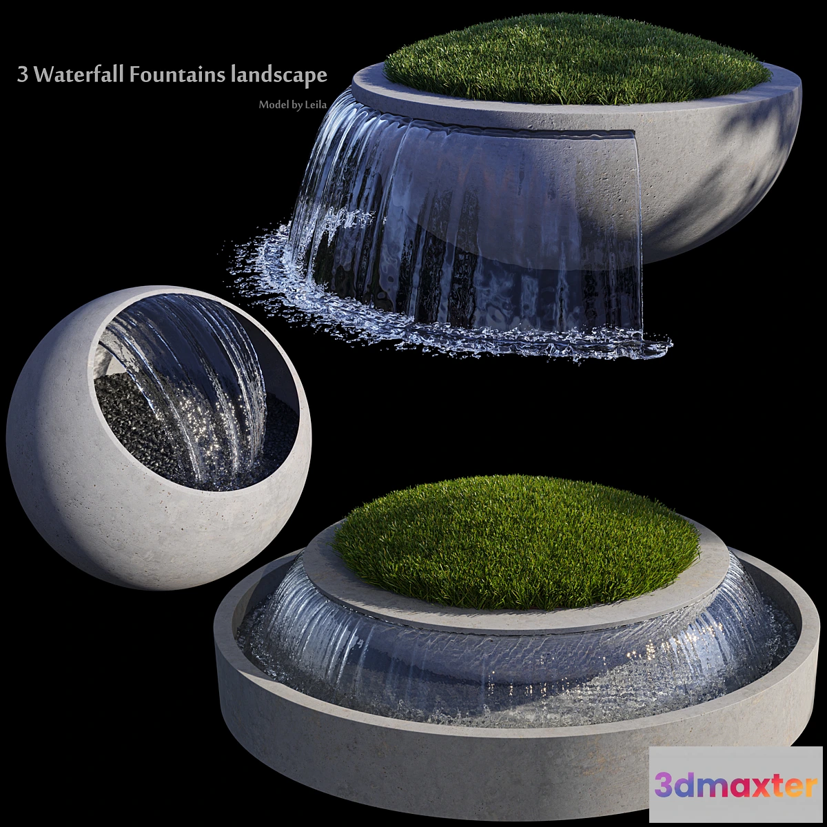 777467 - 3 Waterfall Fountains Landscape