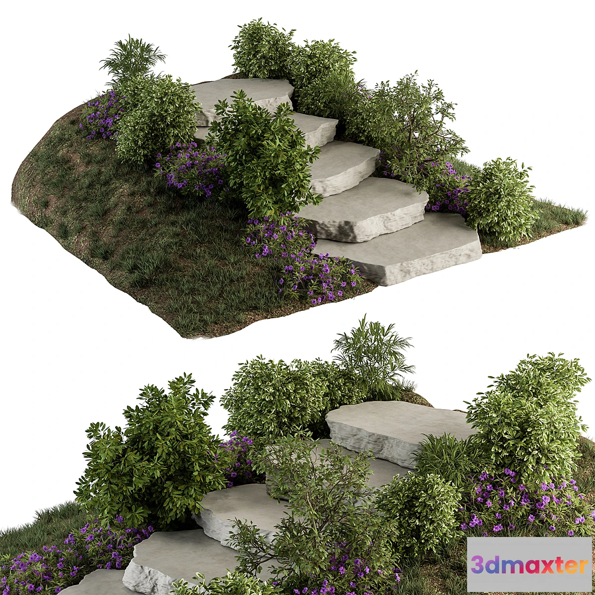 777477 - Landscape Furniture Rock stairs with Garden - Architect Element 56