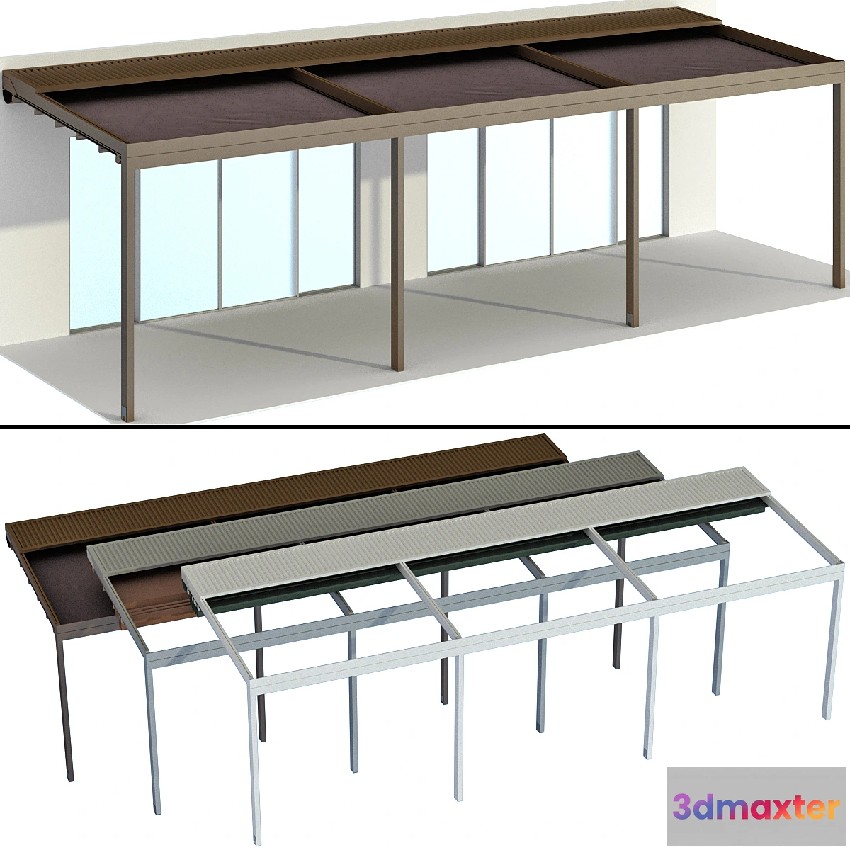 777543 - Metal pergola gazebo canopy with awning