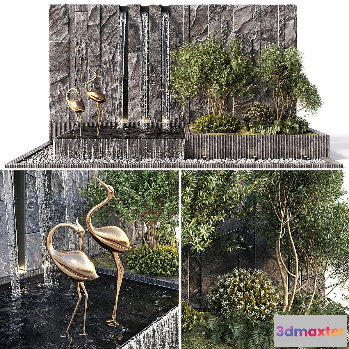 777613 - Water falls with Stonewall Plants & birds