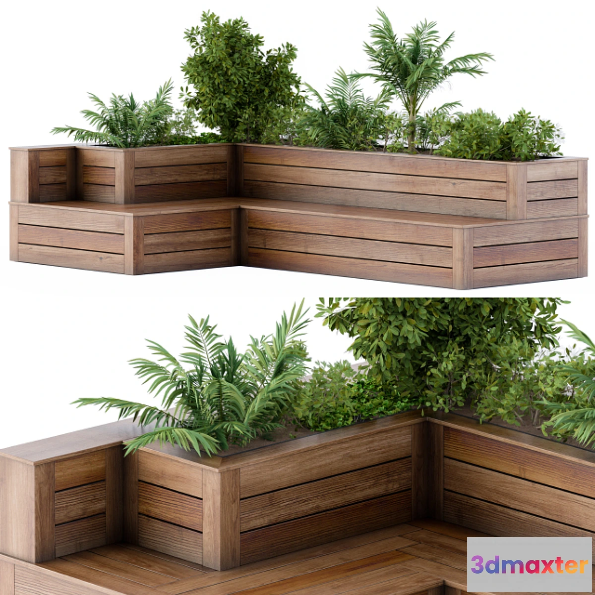 823000 - Roof Garden- Back Yard Furniture Bench with Flower Box - No.3