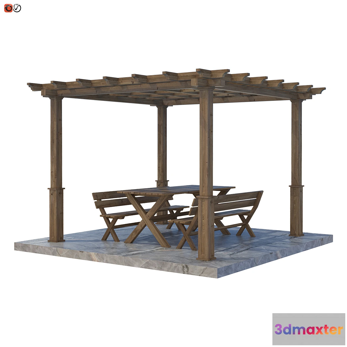 873645 - Garden Pergola table and bench 02 - No.4