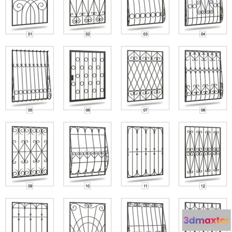 1280398 - Collection of 69 welded window guards 3D Max