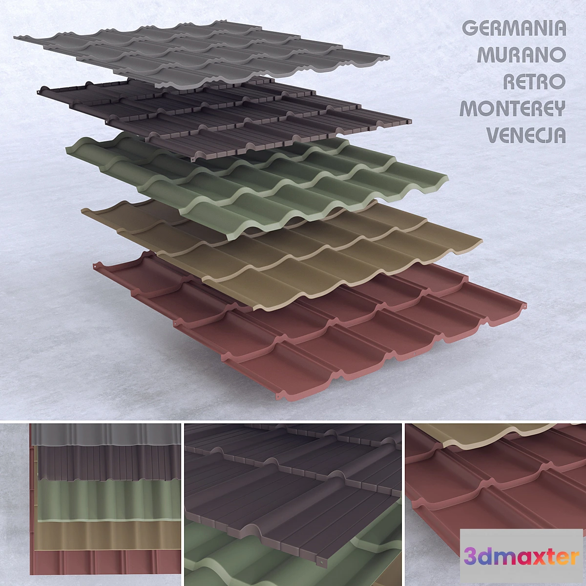 1355616 - Set of metal tile 3D Max