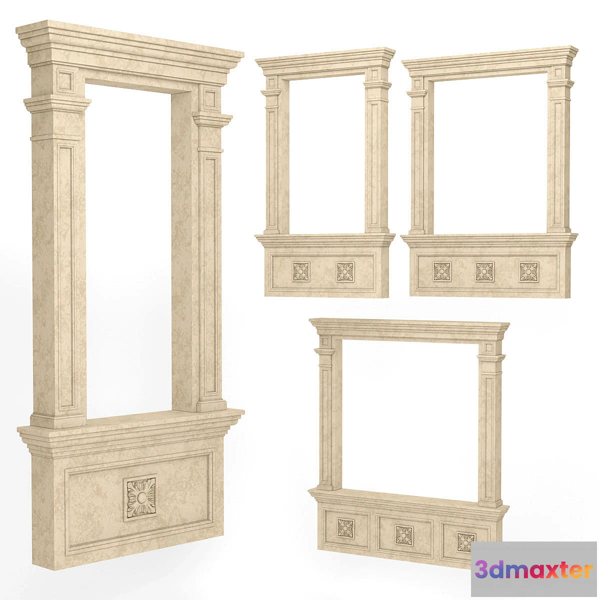 1399228 - Classic rectangular window frames 4 sizes 3D Max