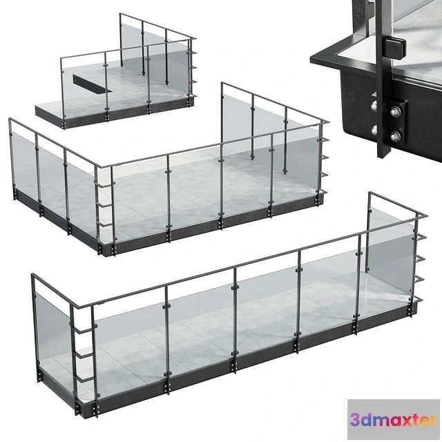 1543017 - Metal Balcony - Metal Railing Set 001 3D Max