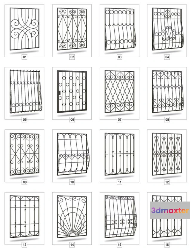 1548515 - Collection of 69 welded window guards 3D Max