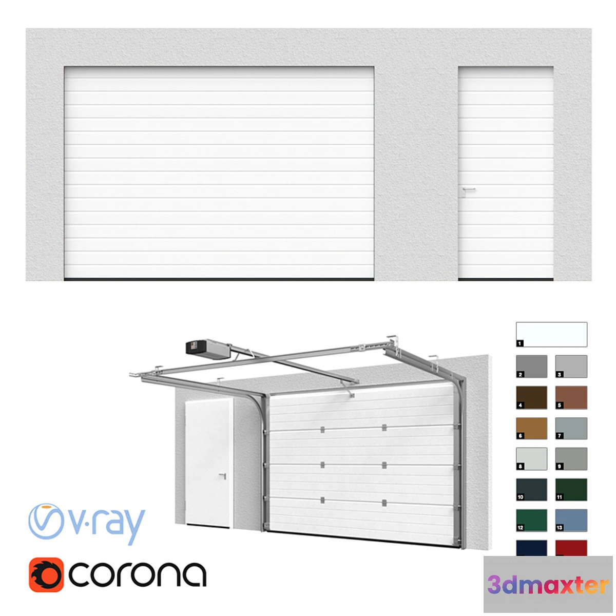 886172 - Hormann Sectional doors open _ closed with side door - No.3