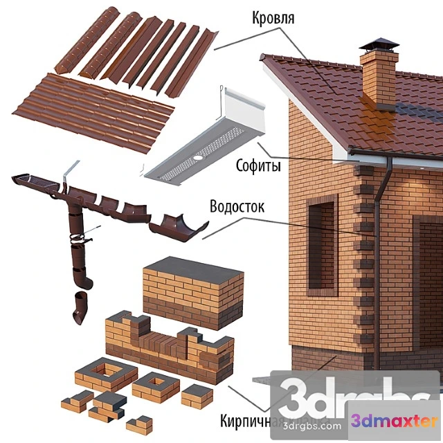906138 - A Set Of Elements For Building A Brick House