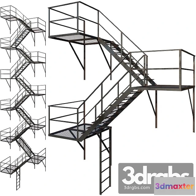906560 - Outdoor Fire Ladder Low Poly
