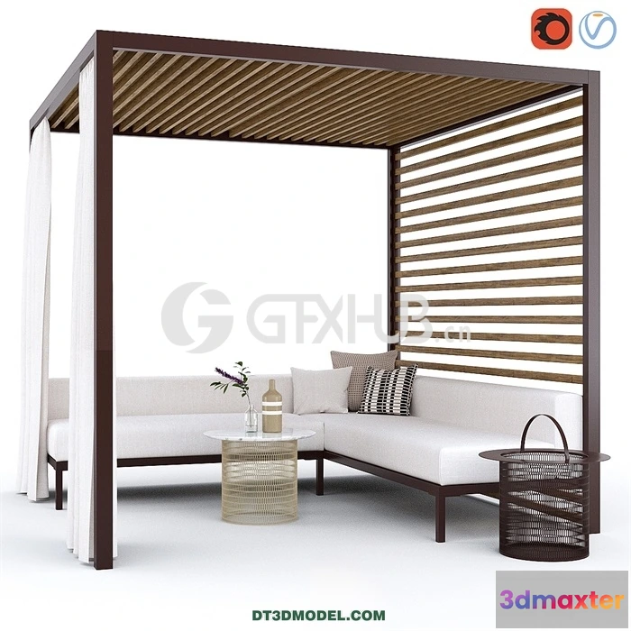1219552 - Architecture - Building - Garden arbor with sofa Kettal Pavilion Gazebo