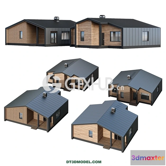 1219700 - Architecture - Building - One-story barnhouse in two facade finishes