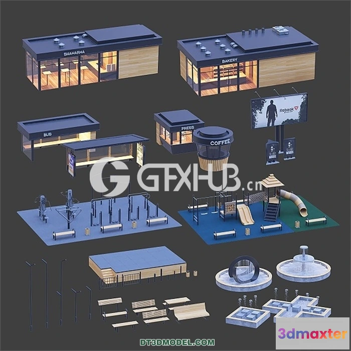 1219748 - Architecture - Building - Set of elements of urban style