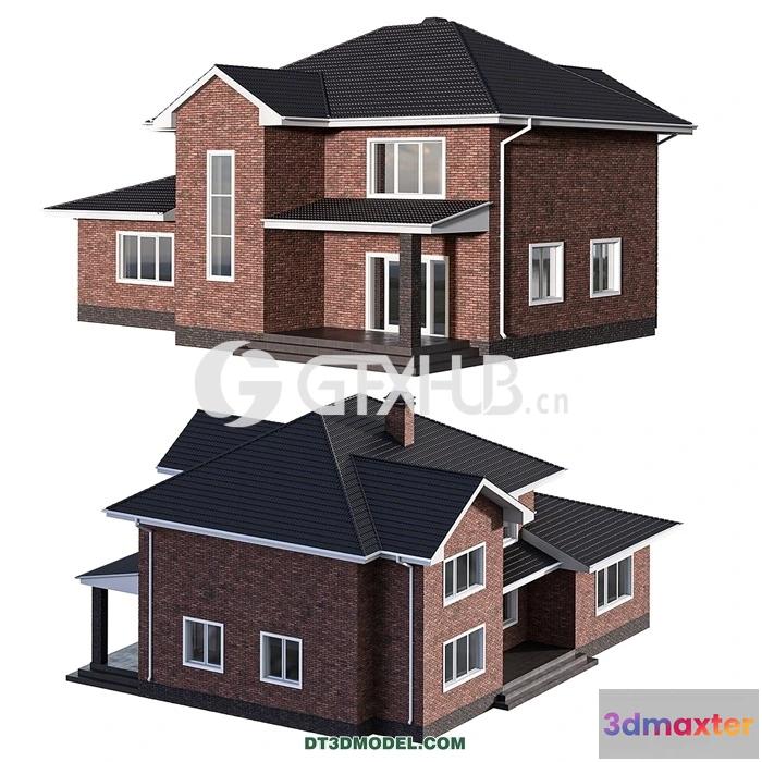 1219772 - Architecture - Building - Two-storey brick house with a pitched roof