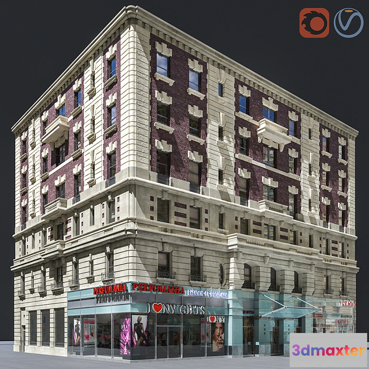 1292235 - New York old building facade 3D Max