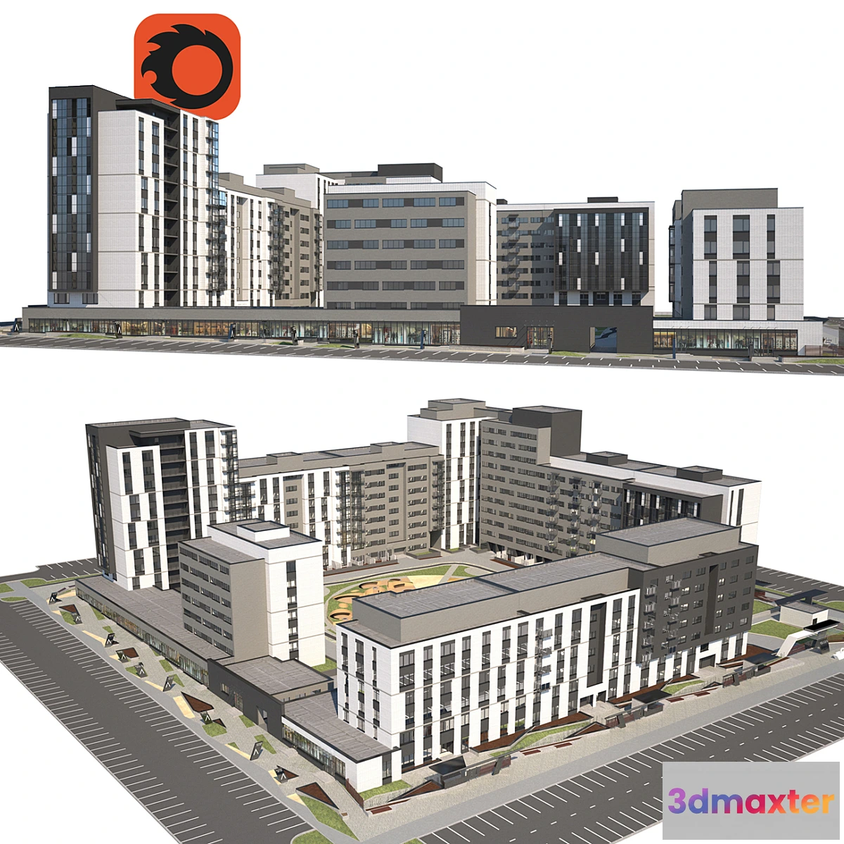 1295496 - Quarterly building - multi-apartment house 3 3D Max