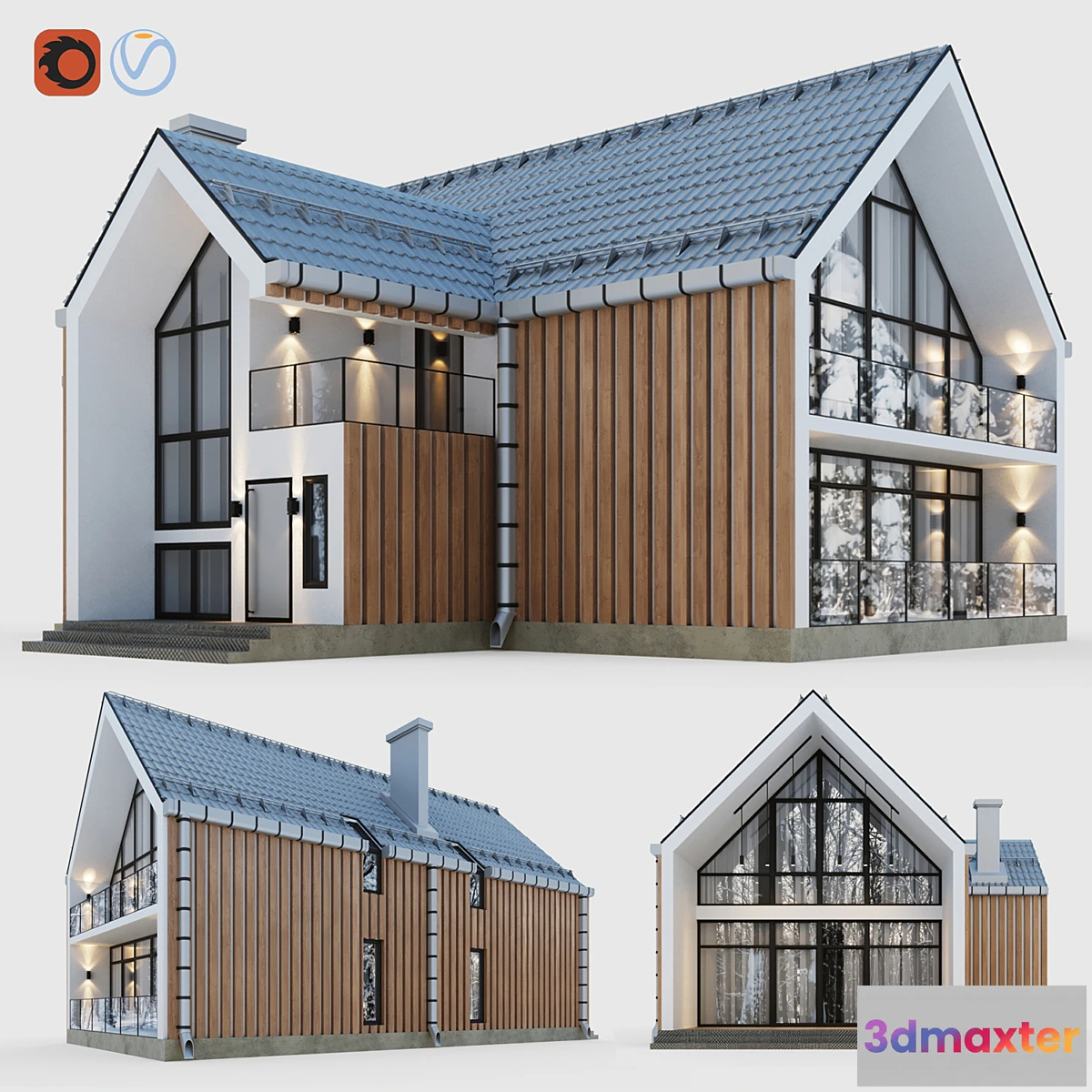 1313203 - Barnhouse with terraces and balconies 3D Max