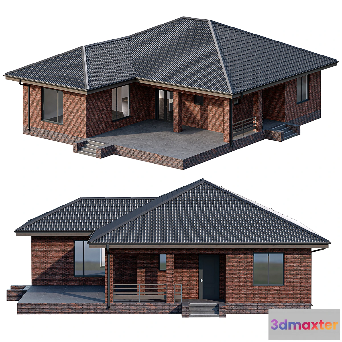 1349855 - One-story brick house with a terrace 3D Max