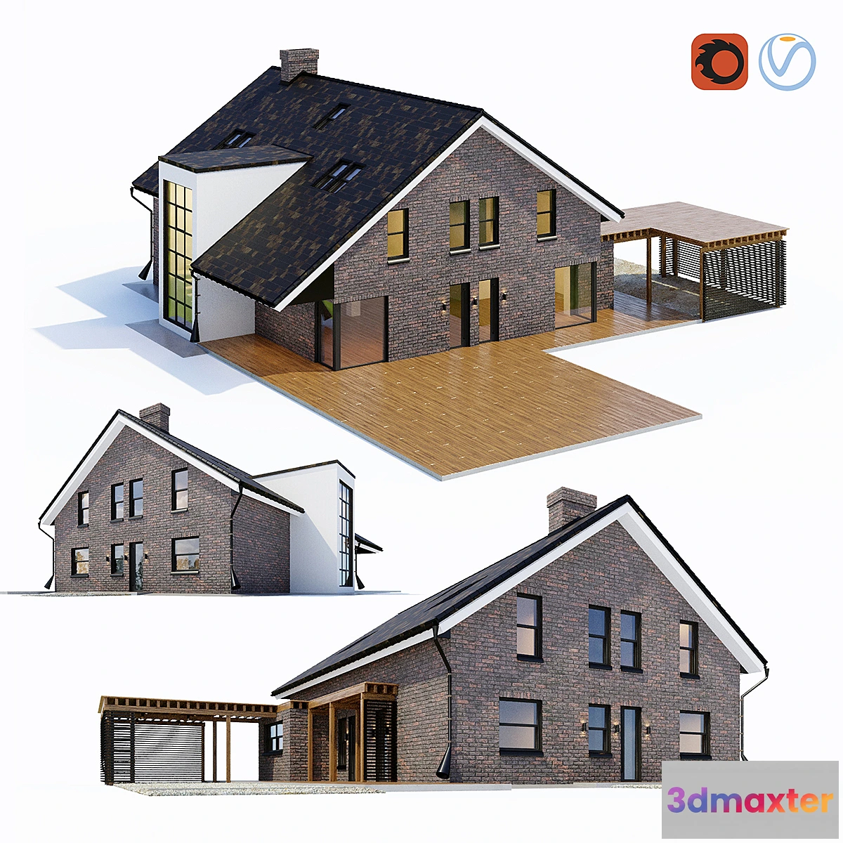 1354780 - Large cottage with a carport 3D Max
