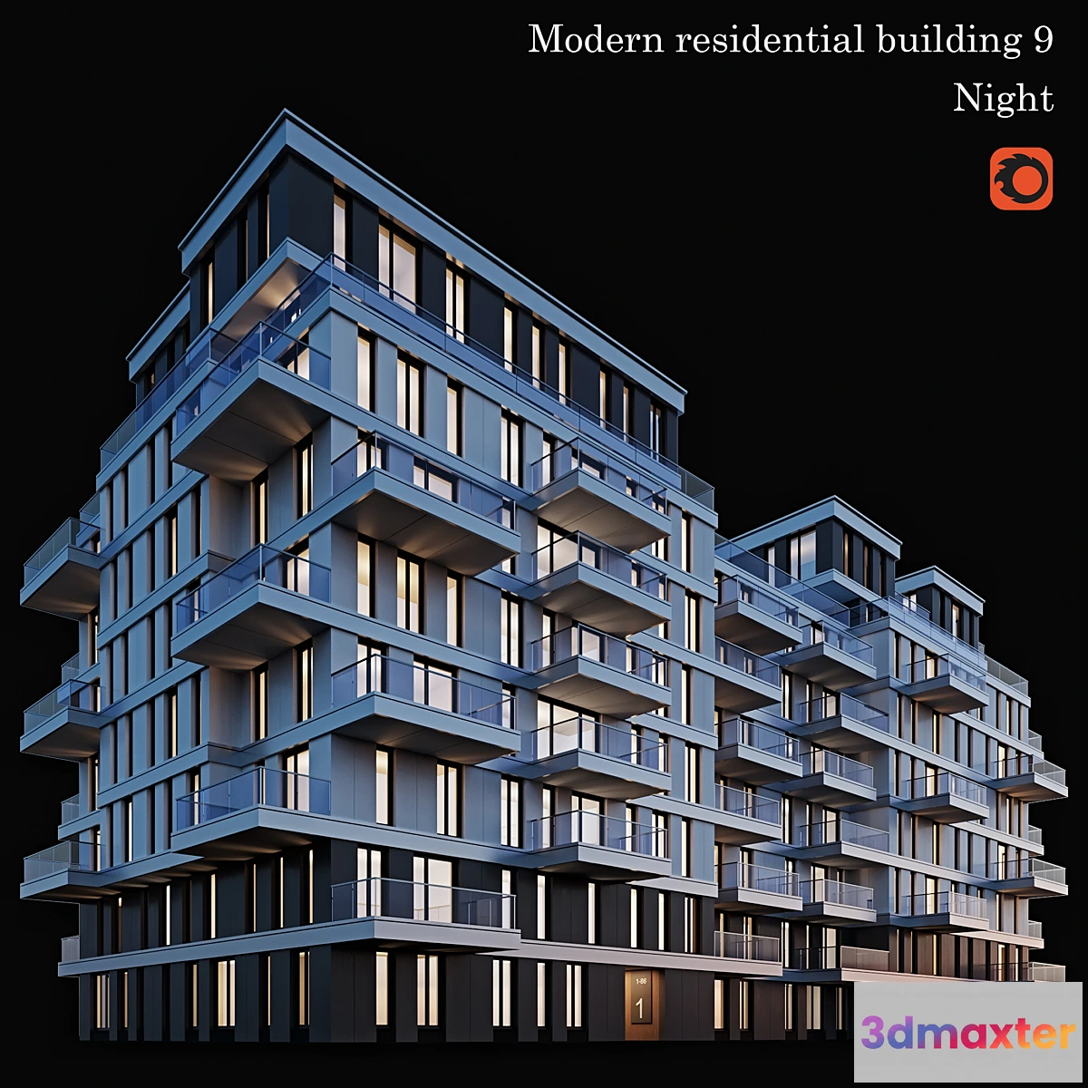 1414360 - apartment building 9 (night) 3D Max