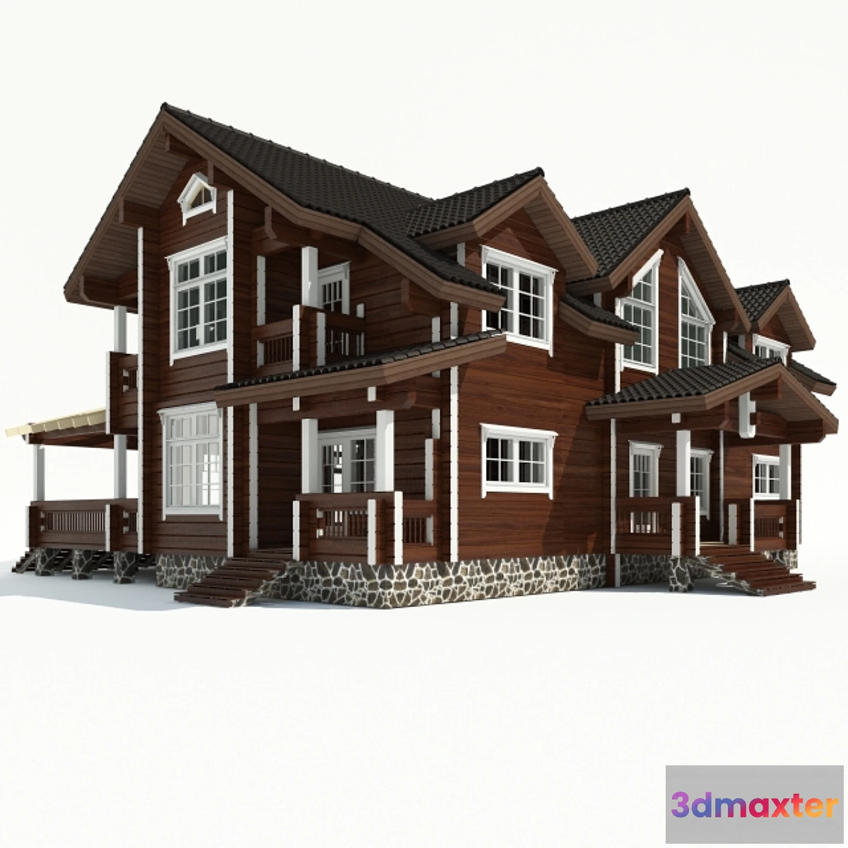 1420142 - Mansion built from timber. 3D Max