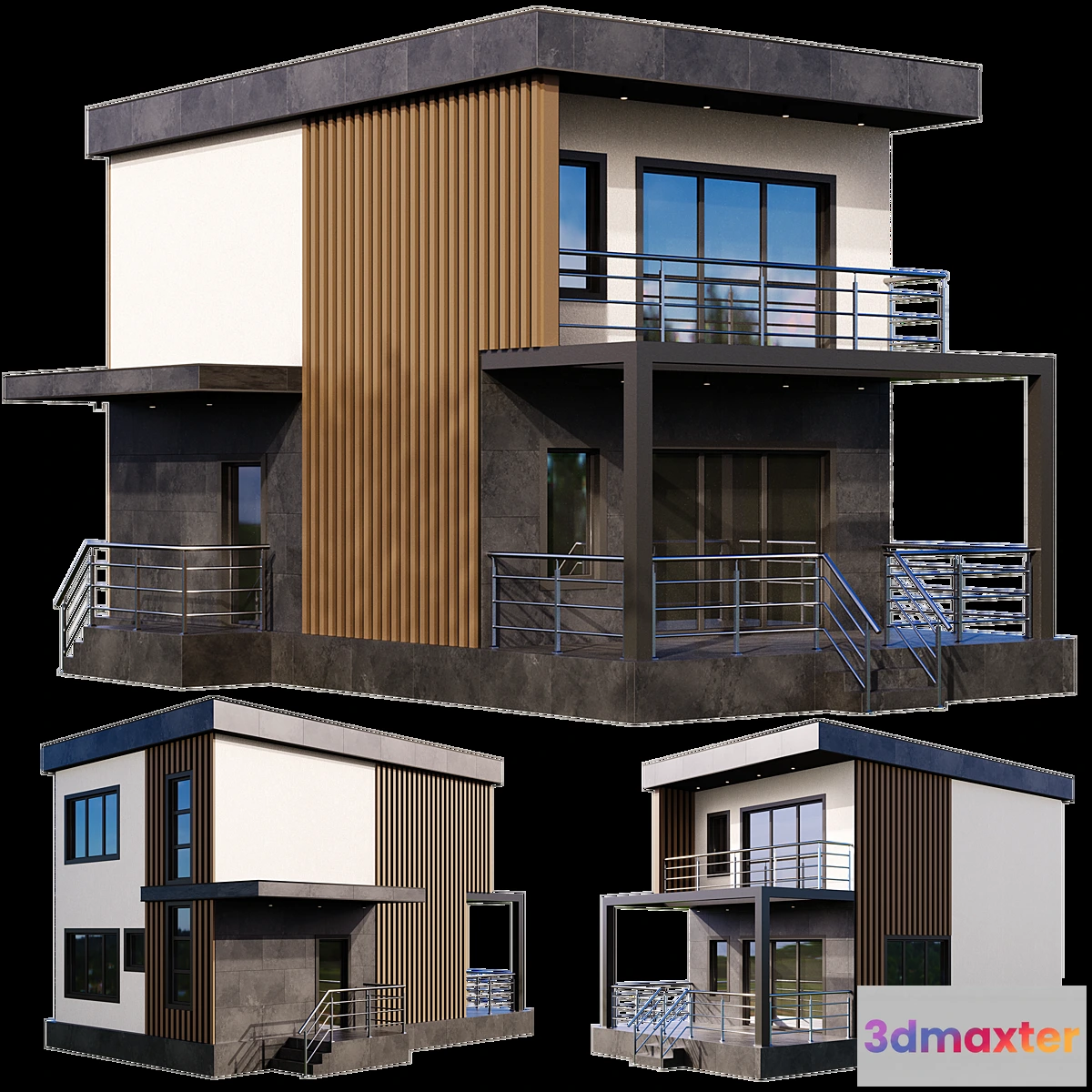 1420490 - Modern house with terrace and balcony 3D Max