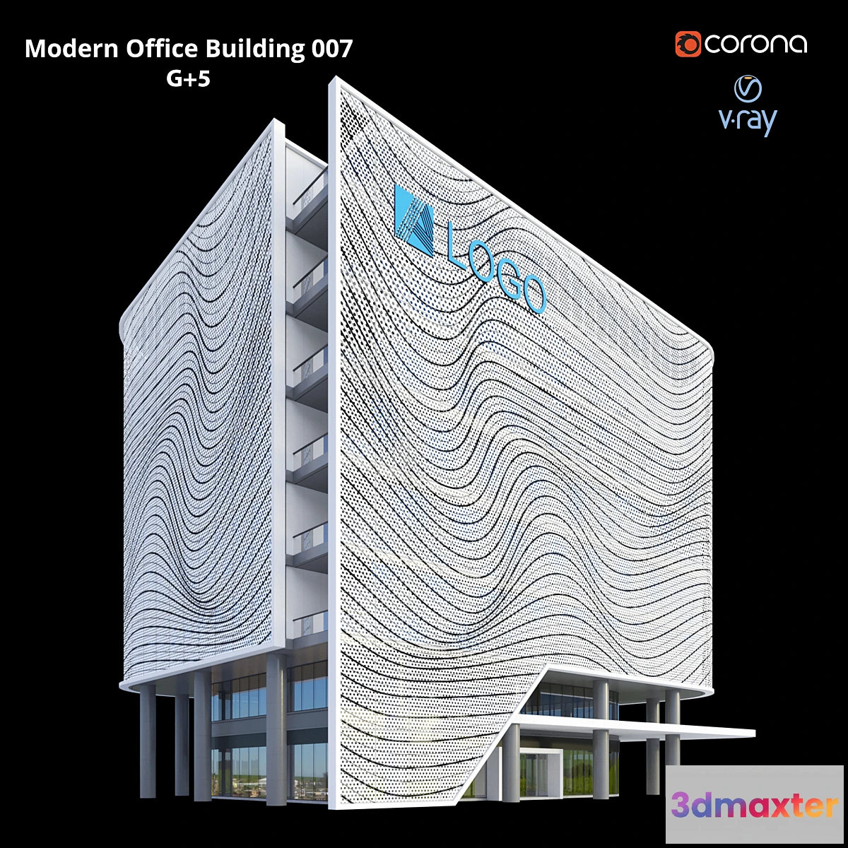 1424556 - Modern Office Building 007 G + 5 3D Max