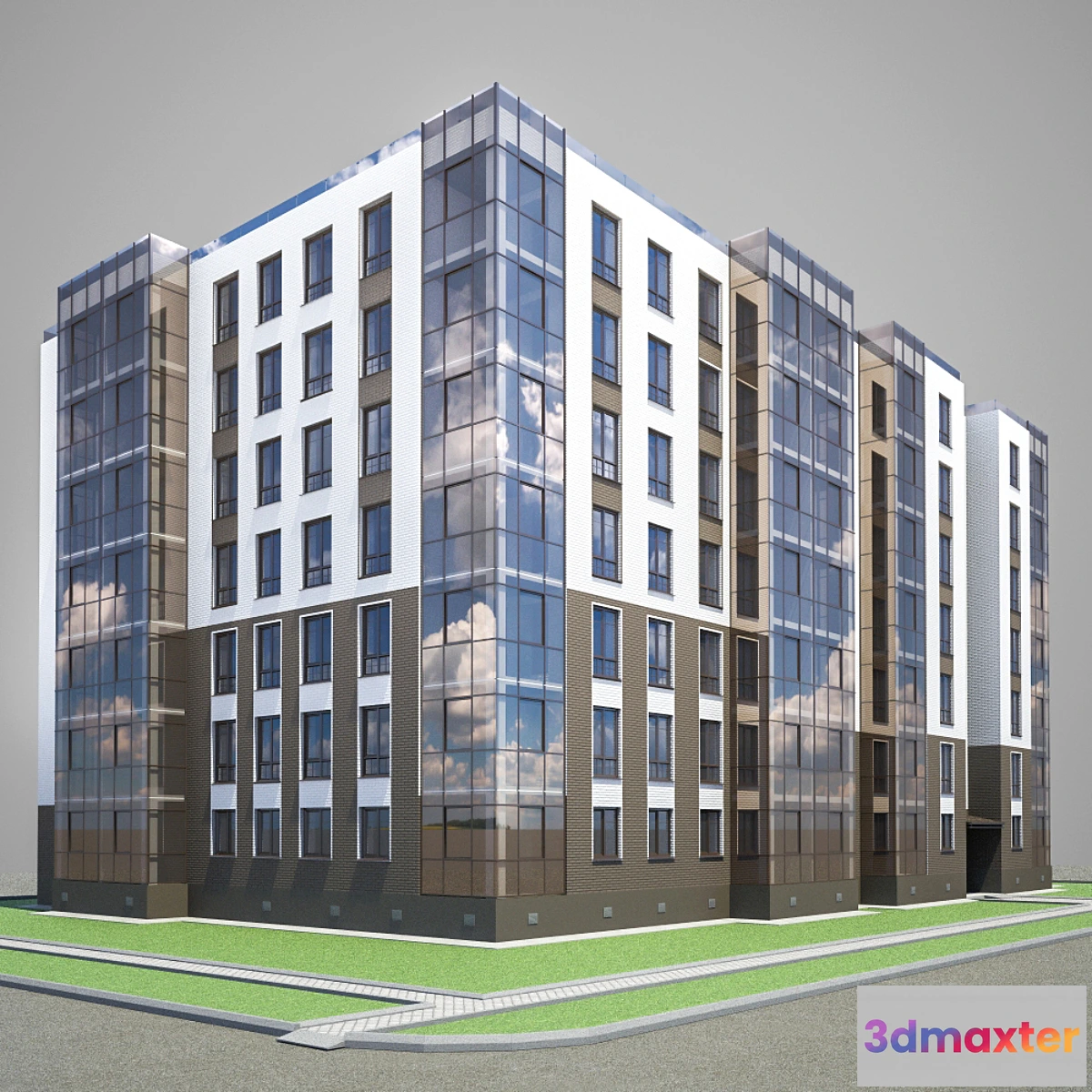 1459768 - Apartment brick building 3D Max