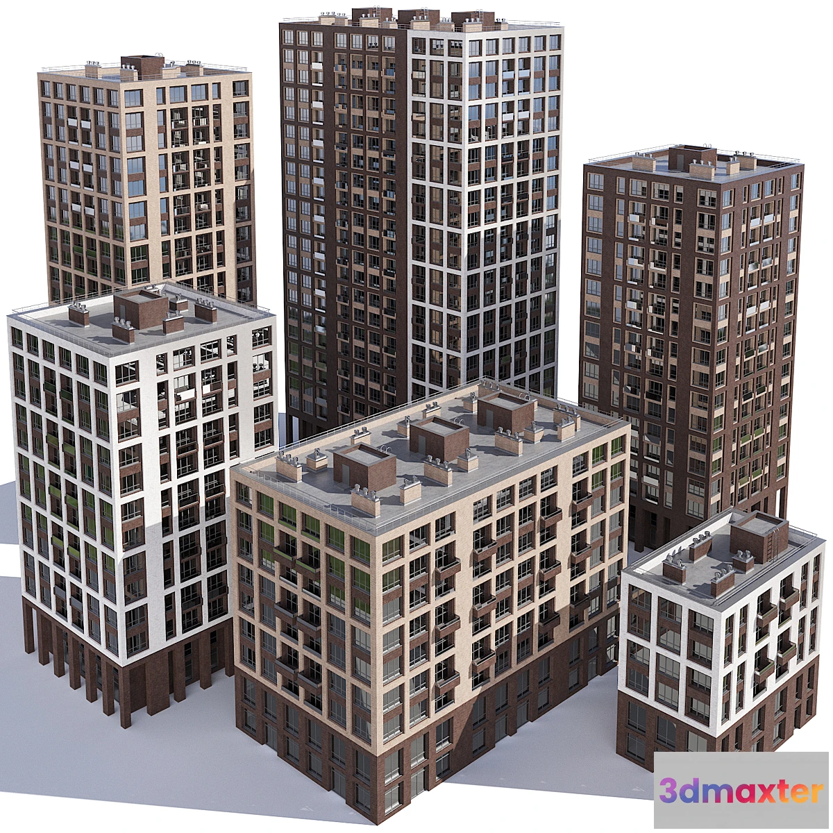 1475250 - Set of multi-story buildings 3D Max