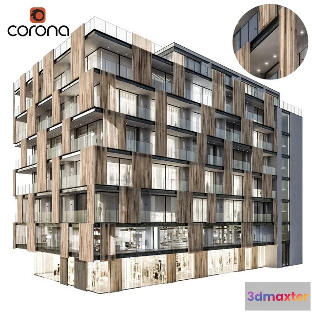 1558601 - Modern residential building 04 for exterior 3D Max