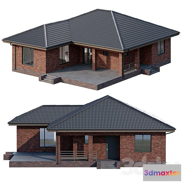 1559671 - One Story Brick House with a Terrace 3D Max