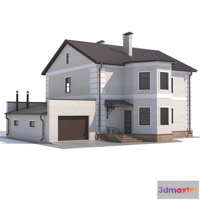 1565004 - Two-storey country cottage with a garage 3D Max