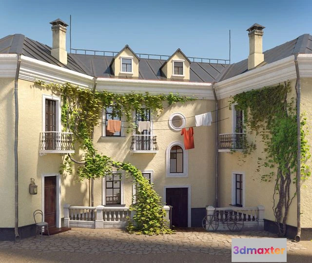 1565094 - Yard building facade house 3D Max