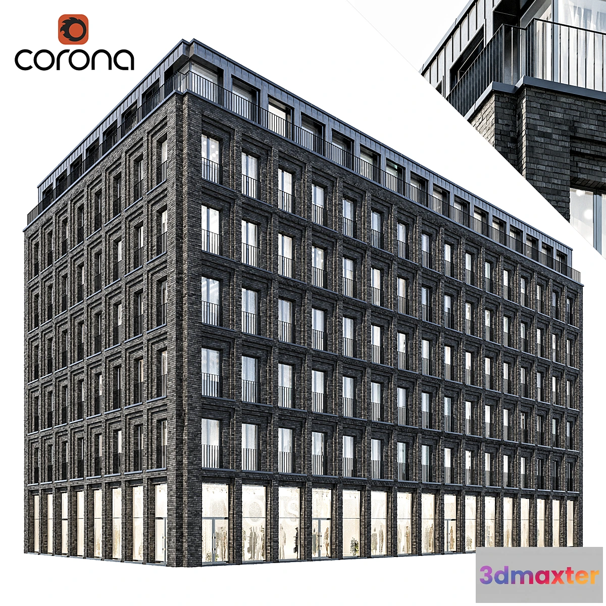 777163 - Modern residential building 07  night + interiors