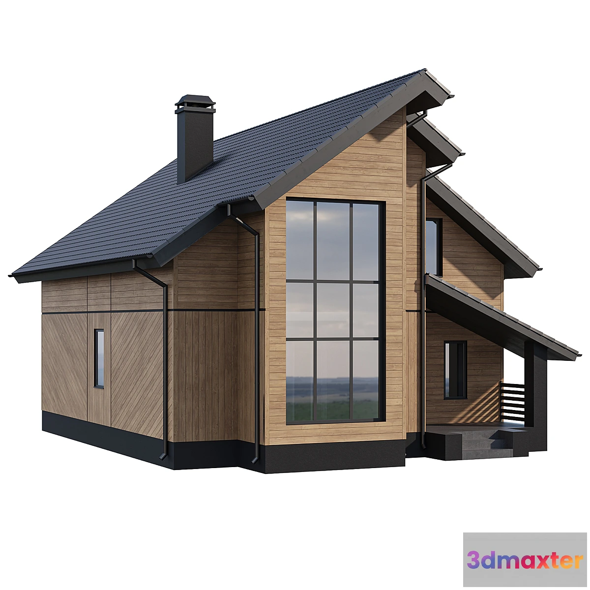 787814 - Two-storey wooden house with a complex pitched roof