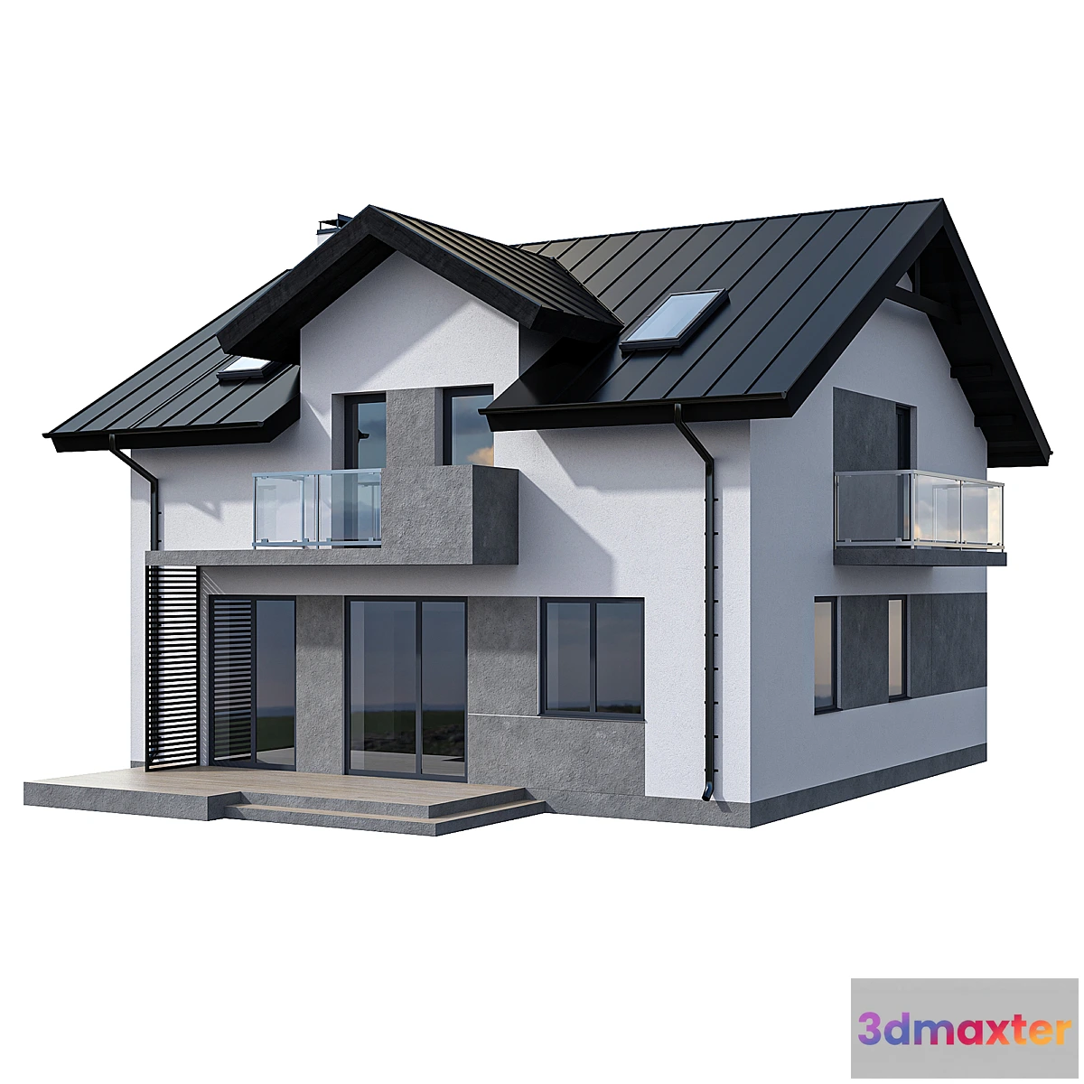 787820 - Modern two-storey cottage with two balconies and dormers