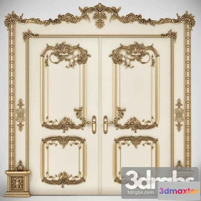 1002940 - Classic Wooden Door Inlaid Gold