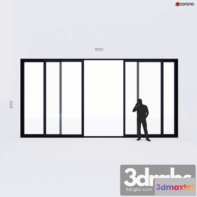 1003542 - Extendable stained glass window alumil large size 4 sash