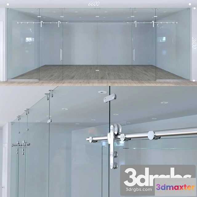 1003656 - Glass Partition With Sliding Doors 1 3